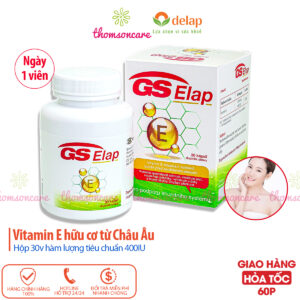 Vitamin E 400IU GS Elap, nhập khẩu từ Châu Âu, hộp 30 viên bổ sung vtm Enat hữu cơ, đẹp da