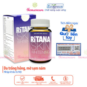 RiTANA Viên uống trắng da mờ nám Hộp 60 viên - Nhập khẩu từ Mỹ - Có tem tích điểm - đẹp da từ thảo dược, Thomsoncare