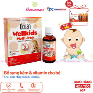 Bổ sung Sắt cho bé Ocean Wellkids Iron và vitamin tổng hợp tăng cường hệ miễn dịch trẻ nhỏ - Chai 30ml